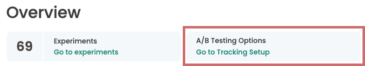 Vista general del dashboard de Varify con el tile „A/B Testing Options“ resaltado.