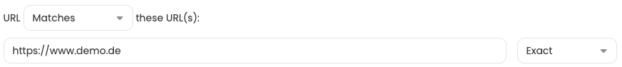 URL rule with the matching type „Exact“.